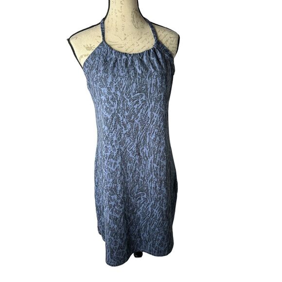 Eddie Bauer Blue & Black Print Sleeveless Racerback A-line Dress‎ Size M - Picture 1 of 7